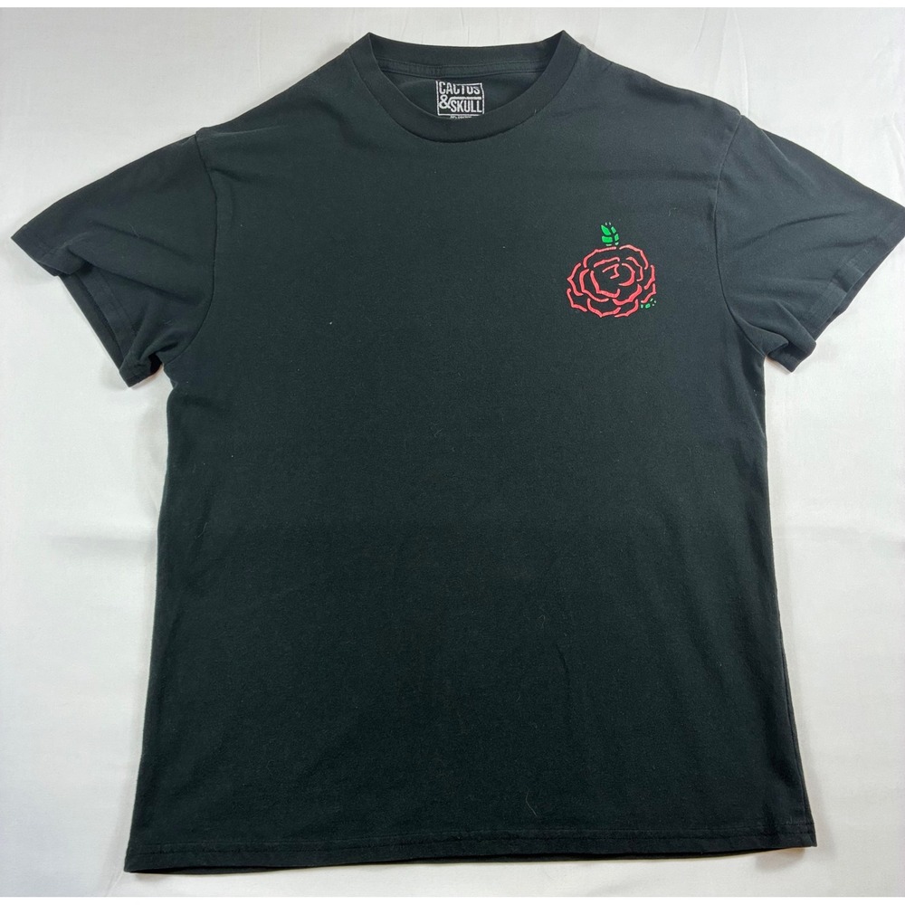 Cactus & Skull Graphic T-Shirt Mens Large Black Rose Have A Nice Day Skull Tee